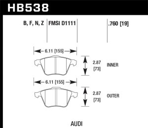 Audi A4 Cabriolet Brake Pads - Front - Hawk Performance - HPS - 2009